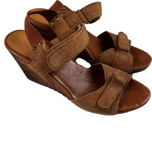 GEOX Respira Tan  Leather Wedges